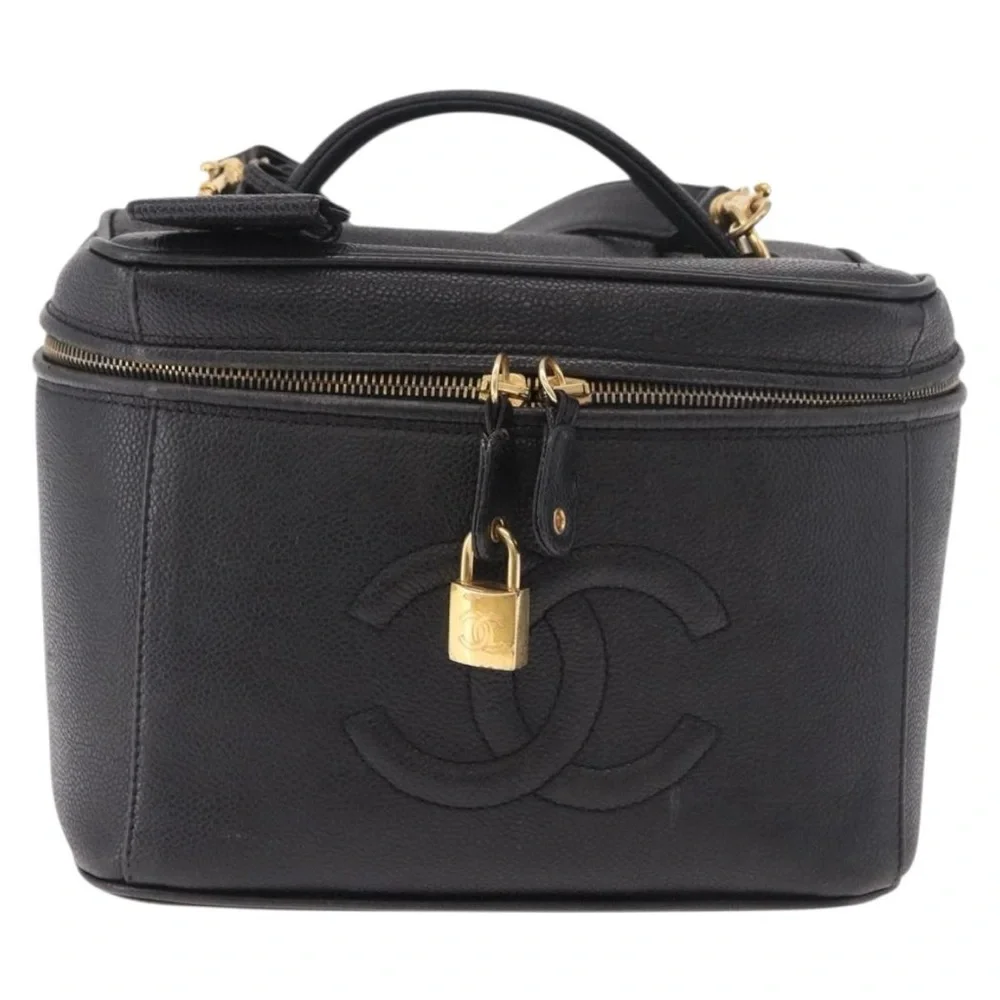 CHANEL Black Caviar Vanity Crossbody Bag with Gold Hardware